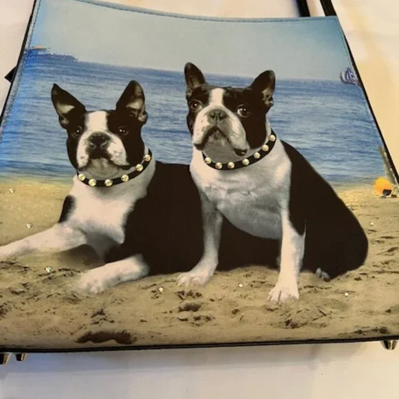 BOSTON TERRIERS | Print hand bag with Rhinestones-EUC - Picture 9 of 16